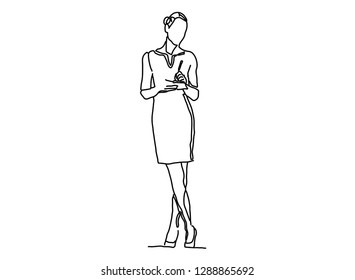 Continuous Line Art or One Line Drawing of
Young businesswoman
Vector illustration