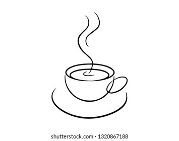 Continuous line art or One Line Drawing of coffee,warm. and Coffees cup  shop concept