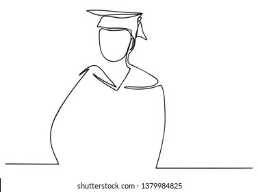Continuous line art or One Line Drawing of  graduation students card concept congratulation card ,
linear style and Hand drawn Vector illustrations