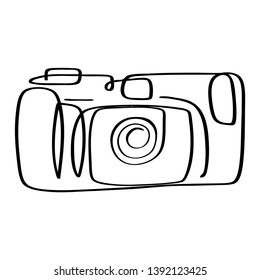 Continuous line art or One Line Drawing of a camera
linear style and Hand drawn vector illustrations, outline