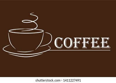 Continuous line art or One Line Drawing of coffee,warm. and Coffees cup  shop concept