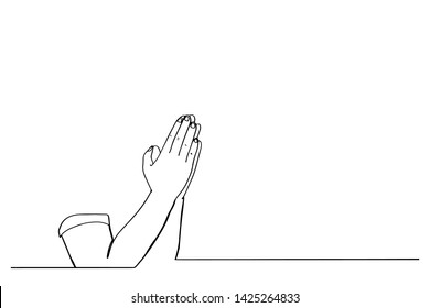 Continuous line art or One Line Drawing of  Prayer Hand,
linear style and Hand drawn Vector illustrations,outline ,cartoon doodle style.