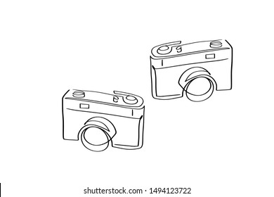 Continuous line art or One Line Drawing of a camera
linear style and Hand drawn vector illustrations, outline