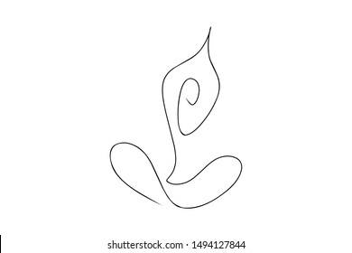 Continuous line art or One Line Drawing of Yoga Exercise Logo
linear style and Hand drawn vector illustrations, outline