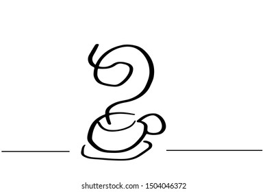 Continuous line art or One Line Drawing of coffee,warm. and Coffees cup  shop concept