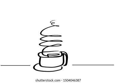 Continuous line art or One Line Drawing of coffee,warm. and Coffees cup  shop concept