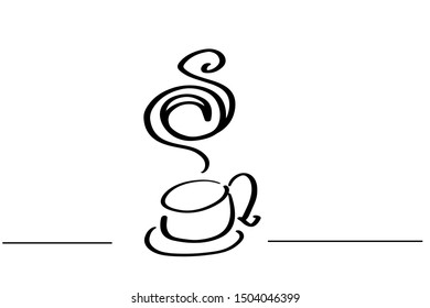 Continuous line art or One Line Drawing of coffee,warm. and Coffees cup  shop concept
