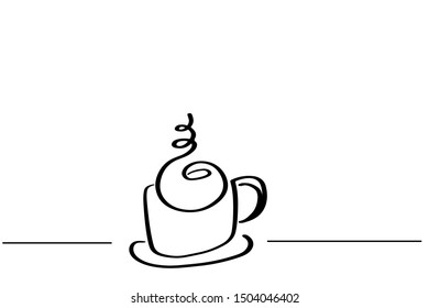 Continuous line art or One Line Drawing of coffee,warm. and Coffees cup  shop concept