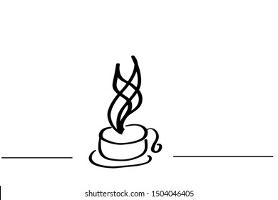 Continuous line art or One Line Drawing of coffee,warm. and Coffees cup  shop concept