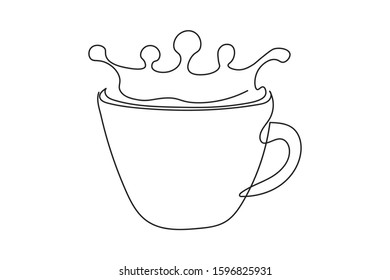 Continuous line art or One Line Drawing of coffee,warm. and Coffees cup  shop concept