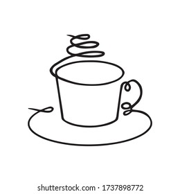 Kontinuierliche Linienkunst oder eine Linie Zeichnen Tasse Kaffee. Vector Illustration, isoliert auf weißem Hintergrund.