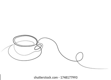 Continuous line art or One Line Drawing of coffee,warm. and Coffees cup  shop concept