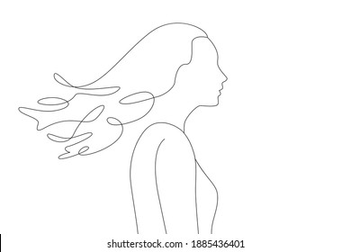 Continuous line art or One Line Drawing of a woman picture. Lineart. Vector illustration.