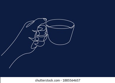 Continuous line art or One Line Drawing of coffee,warm. and Coffees cup  shop concept
