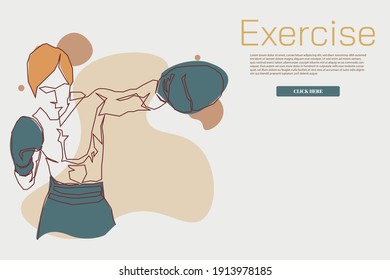 Continuous line art or one line drawing of a healthy boxer vector illustration.