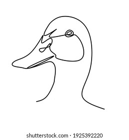Continuous line art or One Line Drawing of abstract bird shape
