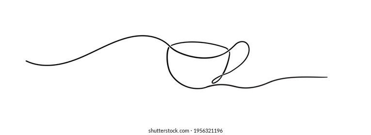 Continuous line art or One Line Drawing of coffee,warm. and Coffees cup shop concept