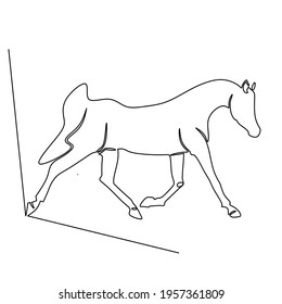 Continuous line art or One Line Drawing of a horse