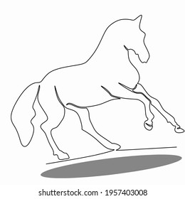 Continuous line art or One Line Drawing of a horse