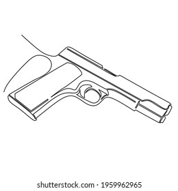 Continuous line art or One Line Drawing of a hand gun