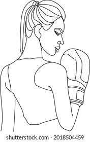 Continuous line art or one line drawing of a healthy boxer vector illustration.