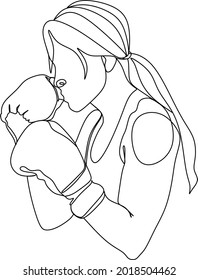 Kontinuierliche Linienkunst oder eine Linienzeichnung einer gesunden Boxer-Vektorgrafik.