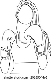 Continuous line art or one line drawing of a healthy boxer vector illustration.