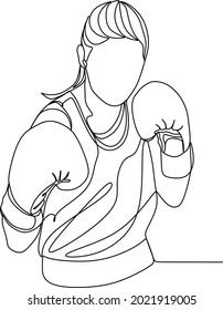 Continuous line art or one line drawing of a healthy boxer vector illustration.