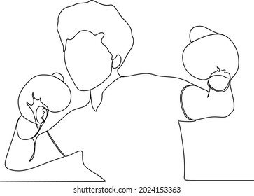 Continuous line art or one line drawing of a healthy boxer vector illustration.