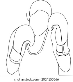 Continuous line art or one line drawing of a healthy boxer vector illustration.
