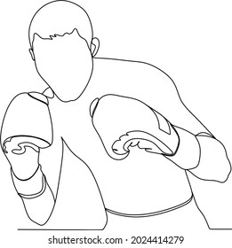 Arte de línea continua o dibujo de una línea de una ilustración vectorial de boxer saludable.