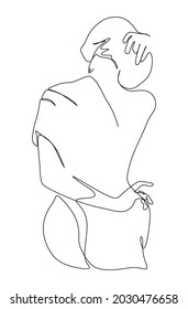 Arte de línea continua o dibujo de una línea de la parte posterior de una ilustración vectorial de imagen femenina. Arte de línea simple para medios de decoración o promoción en casa