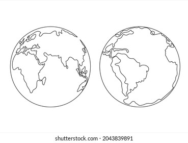 Arte de línea continua o dibujo de una línea del vector global sobre fondo blanco.