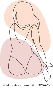 El arte de línea continua o el dibujo de una línea de una mujer sentada es ilustración de un vector de imagen relajante
