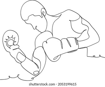 Continuous line art or one line drawing of a healthy boxer vector illustration.