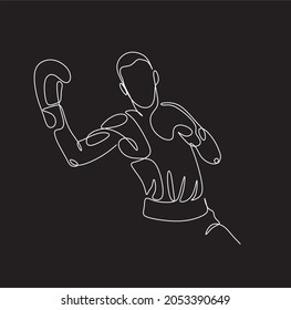 Continuous line art or one line drawing of a healthy boxer vector illustration.