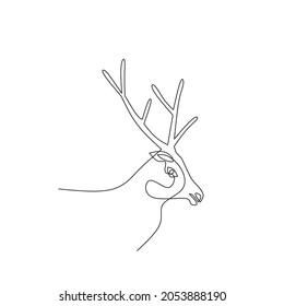 Continuous line art or One Line Drawing deer.Animal,horn animal.vector supplies back to the zoo theme.