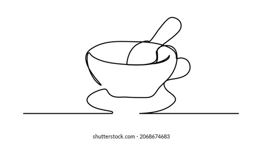 Continuous line art or One Line Drawing of coffee,warm. and Coffees cup shop concept