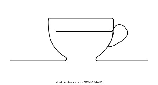 Continuous line art or One Line Drawing of coffee,warm. and Coffees cup shop concept