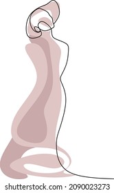 Continuous line art or One Line Drawing of a woman wearing a hat linear style and Hand drawn vector illustrations, outline