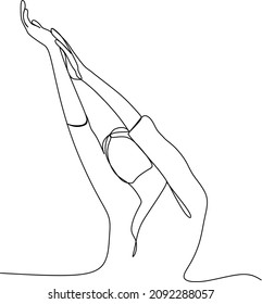 Continuous line art or One Line Drawing of a woman stretching arms is relaxing picture vector illustration