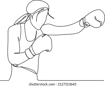 Continuous line art or one line drawing of a healthy boxer vector illustration.