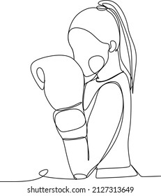 Continuous line art or one line drawing of a healthy boxer vector illustration.
