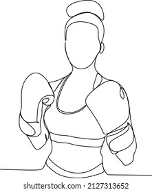 Continuous line art or one line drawing of a healthy boxer vector illustration.