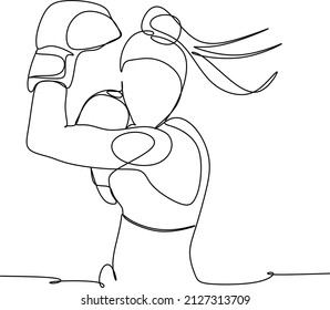 Continuous line art or one line drawing of a healthy boxer vector illustration.