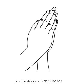 Continuous line art or One Line Drawing of prayer hand, Hand drawn.Vector illustrations