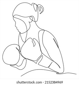 Continuous line art or one line drawing of a healthy boxer vector illustration.