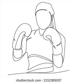 Continuous line art or one line drawing of a healthy boxer vector illustration.