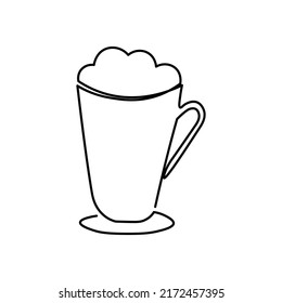 Continuous line art or One Line Drawing of coffee,warm. and Coffees cup  shop concept