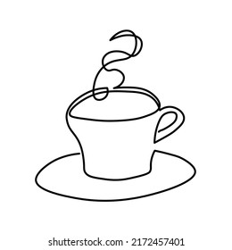 Continuous line art or One Line Drawing of coffee,warm. and Coffees cup  shop concept